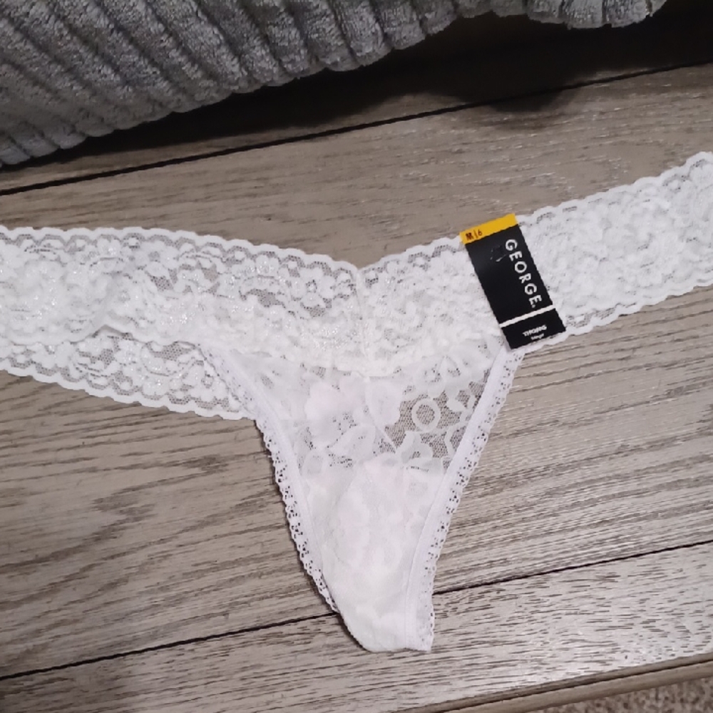 George Women's Delicate White Lace Panty Thong